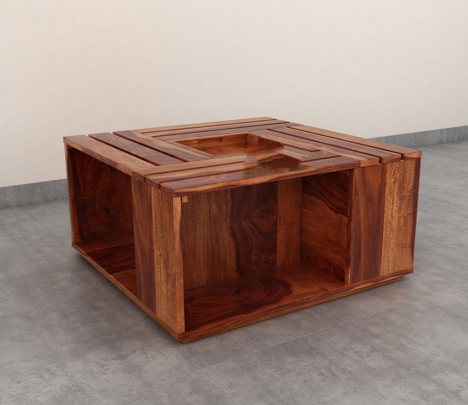 Aubrey Sheesham Wood Coffee Table with Center Storage