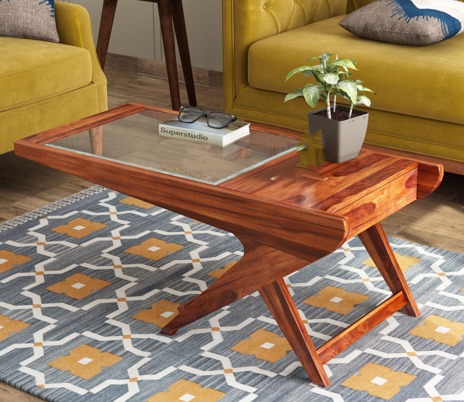Natalia Glass Top Coffee Table