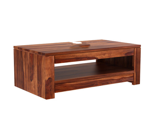 Aaliyah Sheesham Wood Coffee Table with Open Shelf Storage