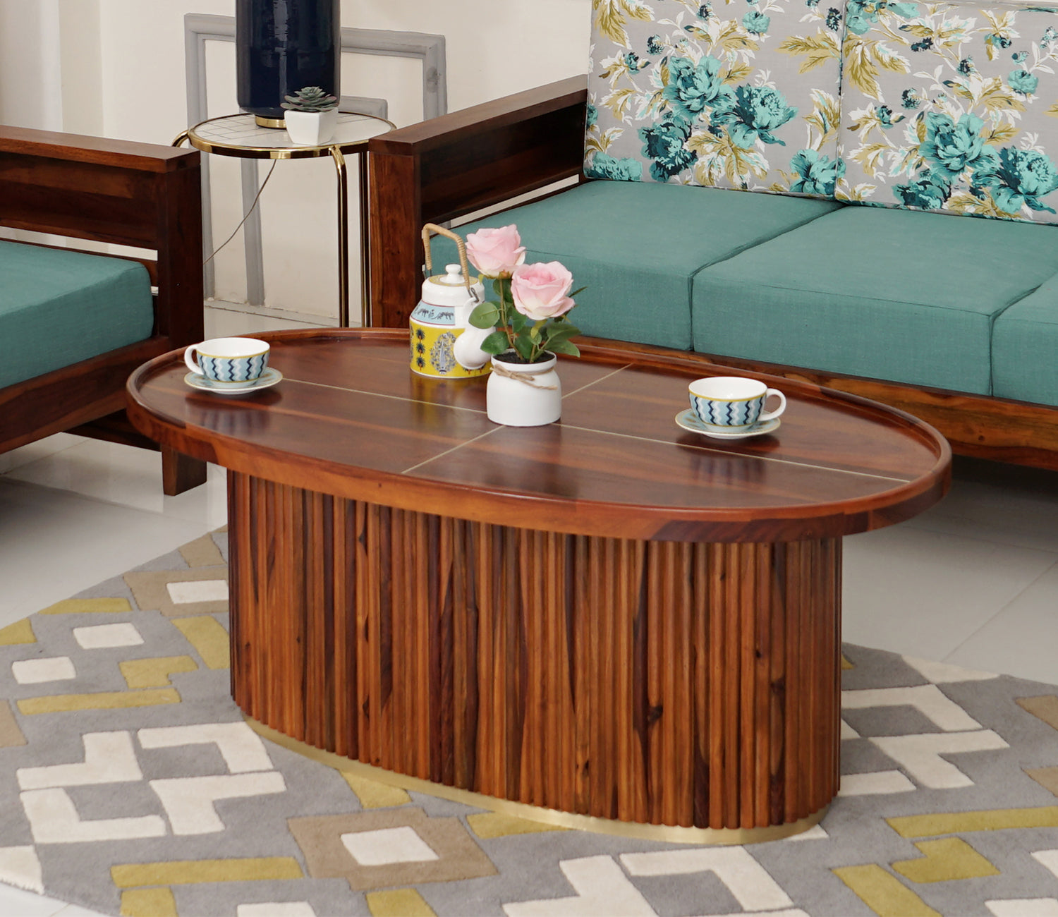 Maeve Sheesham Wood with Brass Coffee Table