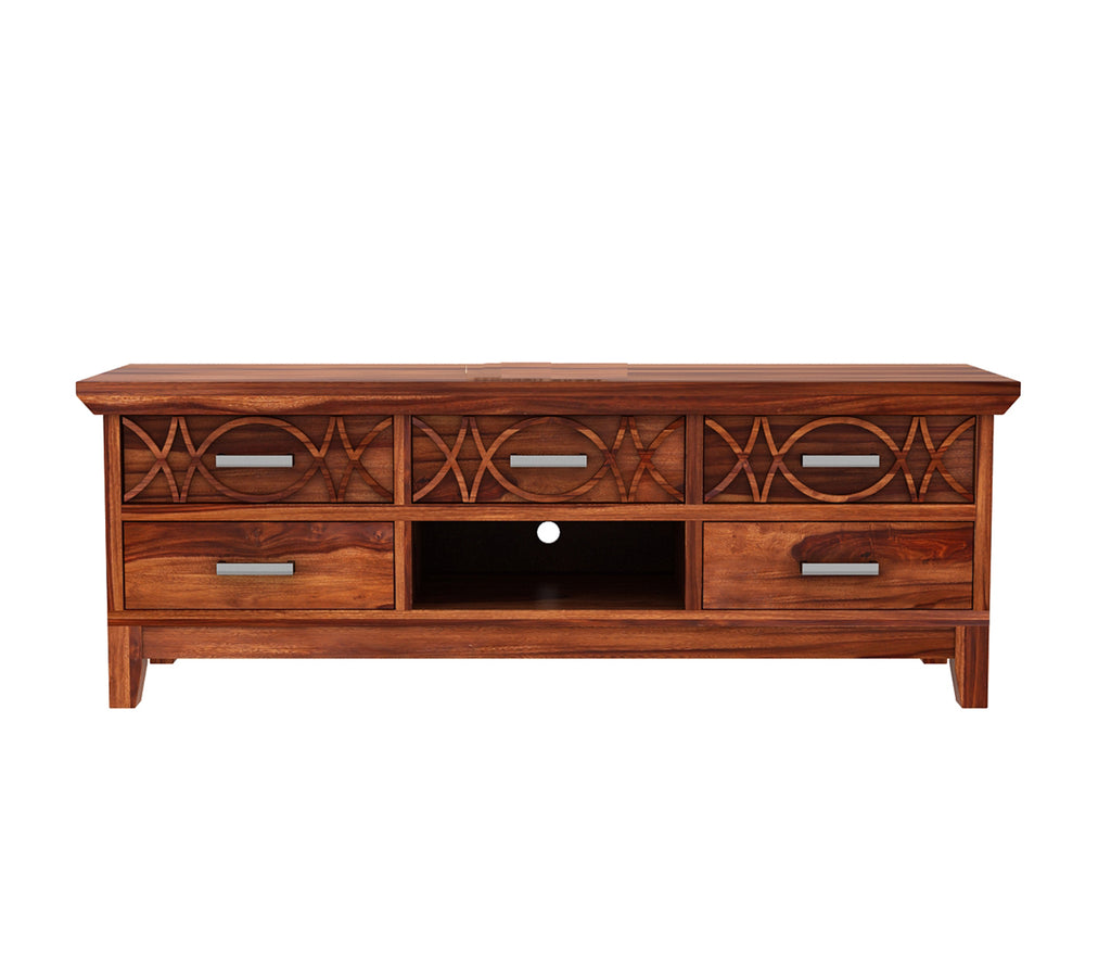 Valentino Sheesham Wood Tv Unit with Five Pull Out Drawers