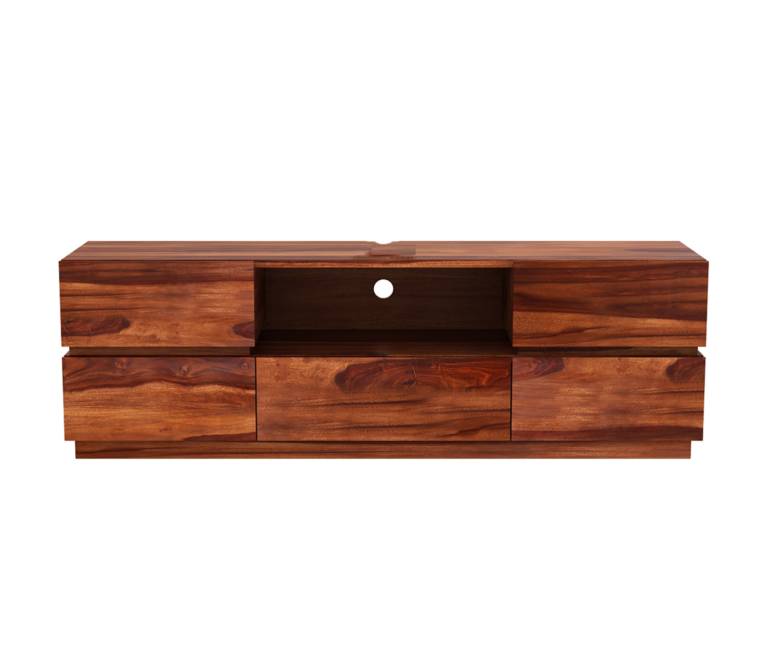 Lucca Sheesham Wood Tv Unit with Five Pull Out Drawers