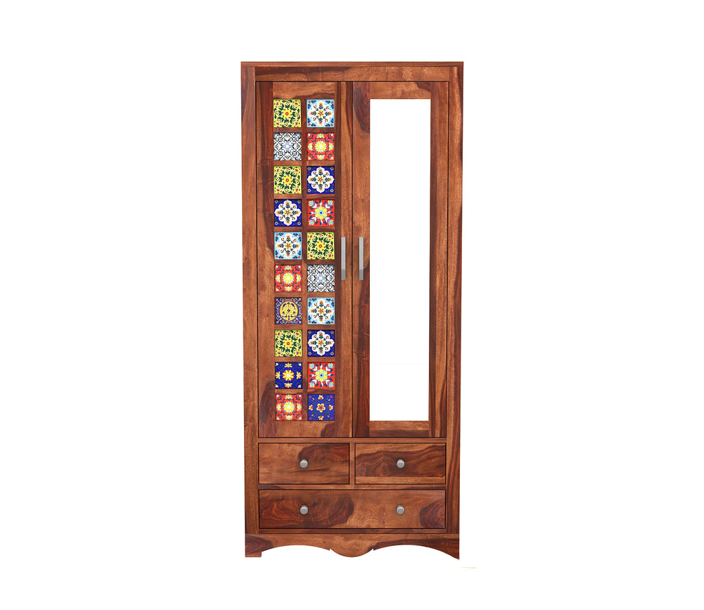 Jaziel 2 Door Multi Utility Wardrobe with Mirror