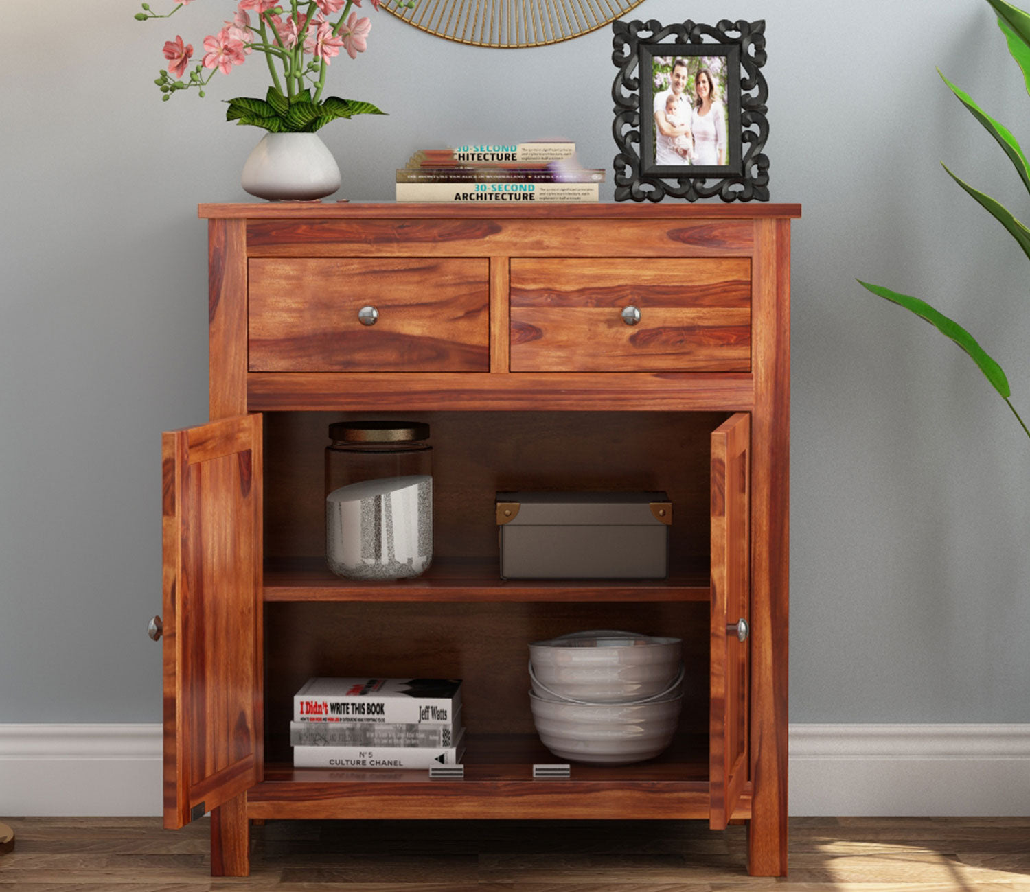 Tristan Sheesham wood Cabinet With Drawers