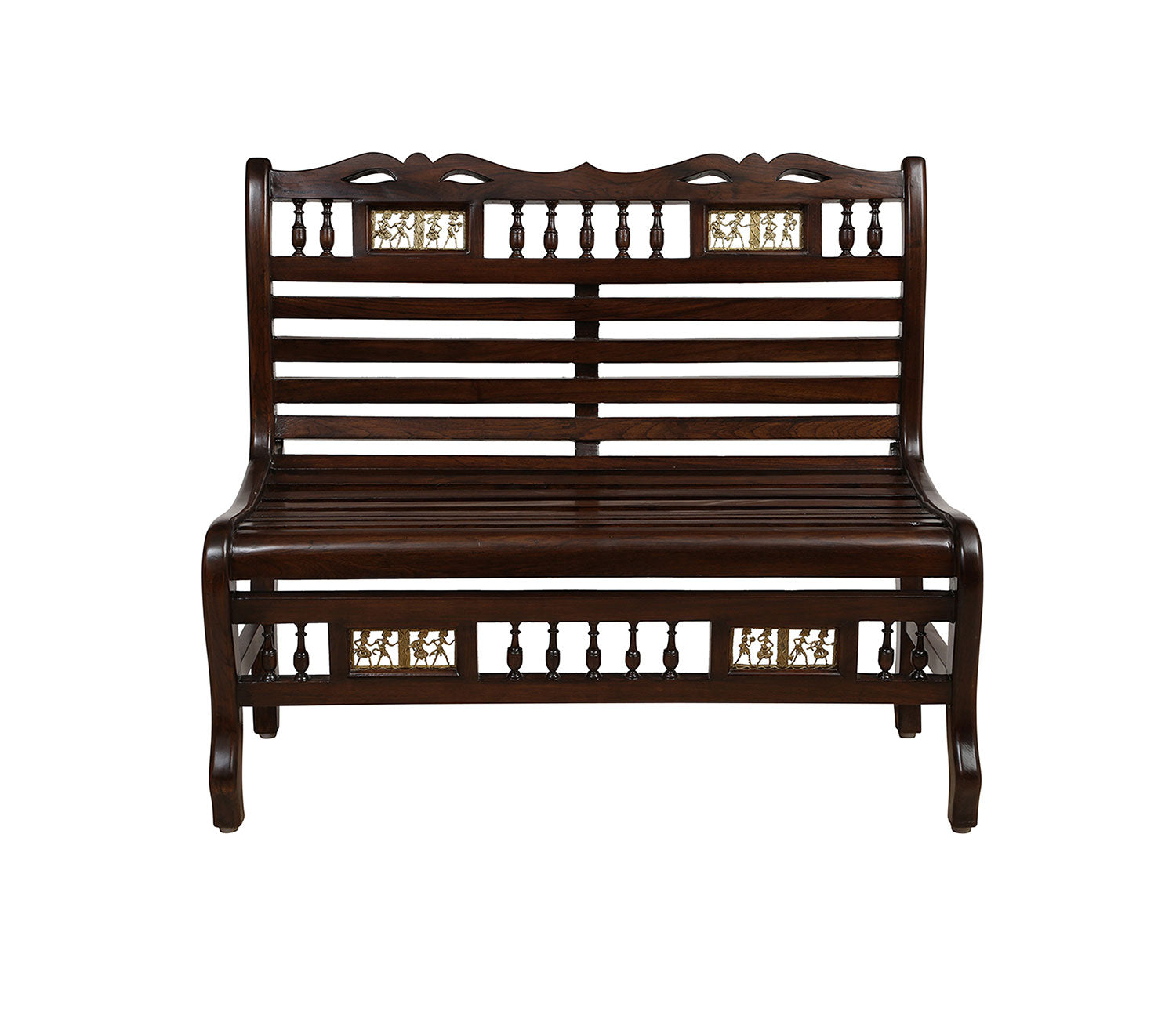 Emilio Double Seater with Striped Wood Pattern in Walnut Finish