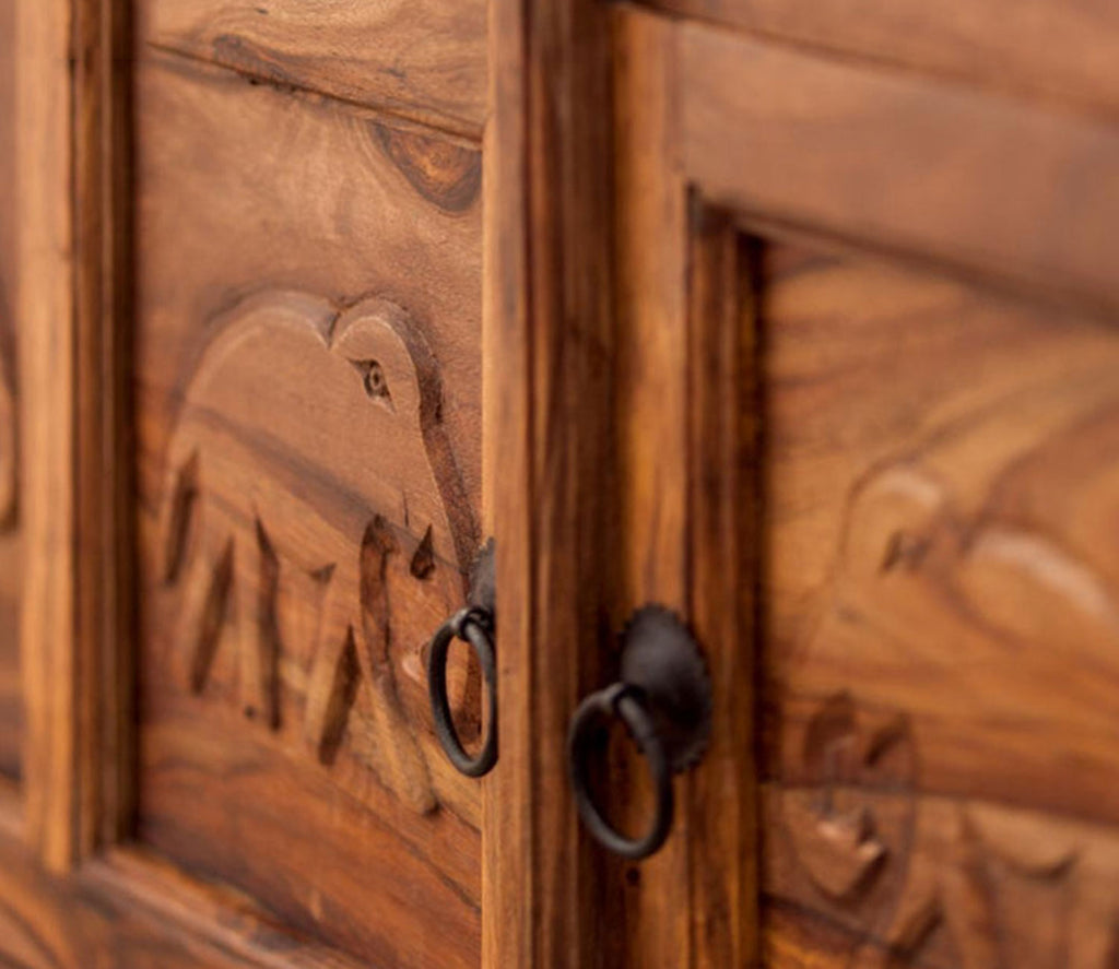 Elliot Solid Wood Carved Bench