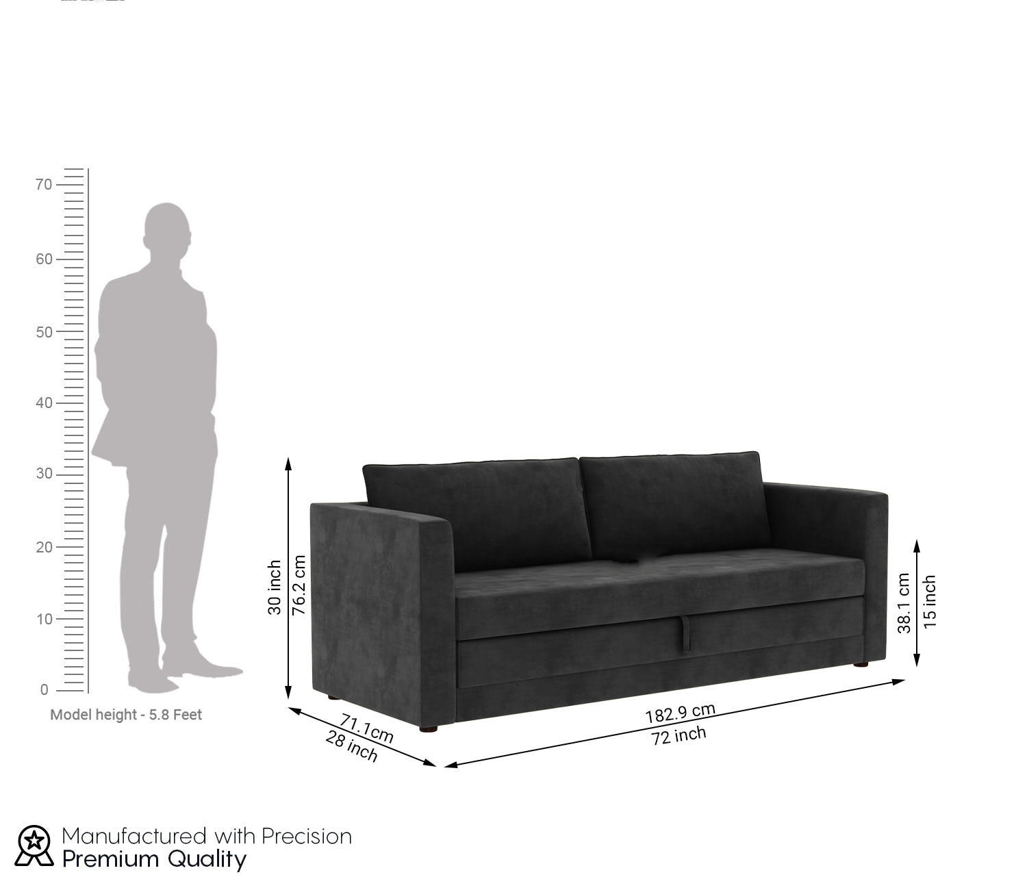 Jack Fabric Convertible 3 Seater Sofa Bed