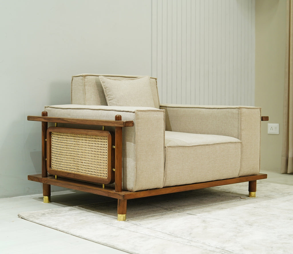 Alaya 3+1+1 Seater Ash Wood Cane Sofa