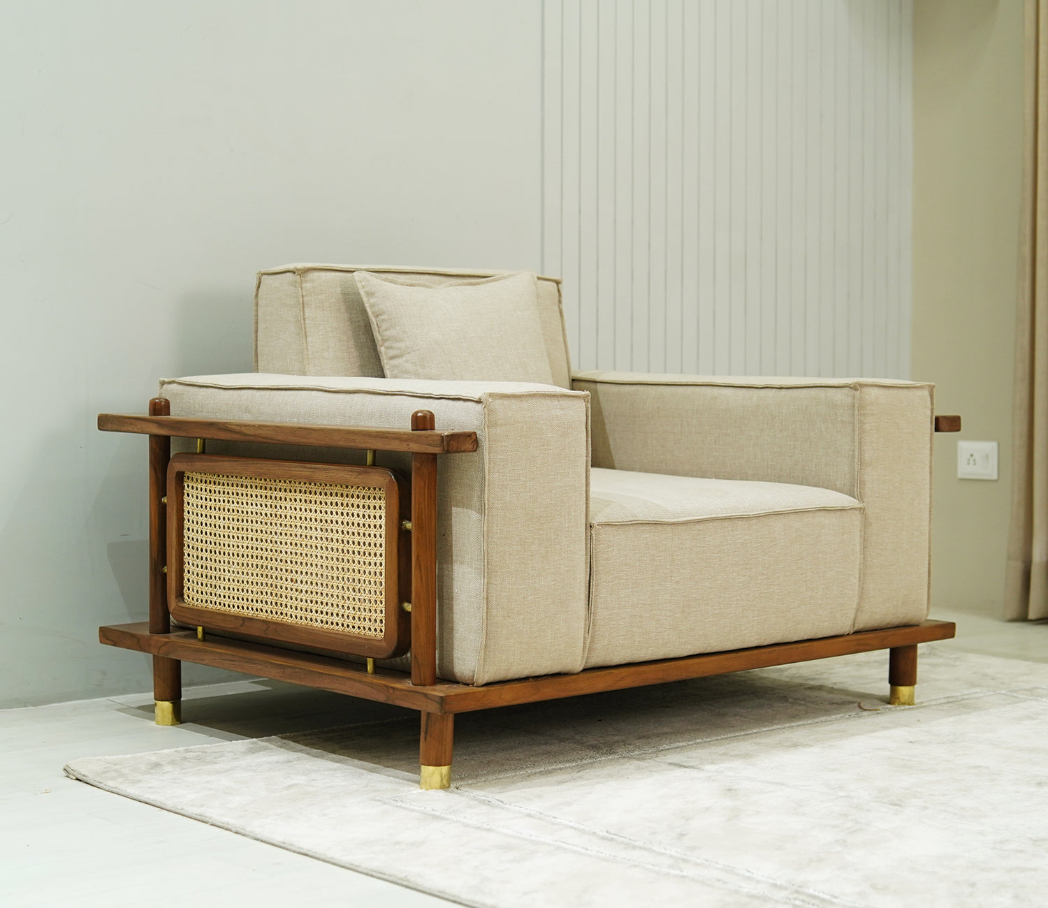 Alaya 3+1+1 Seater Ash Wood Cane Sofa