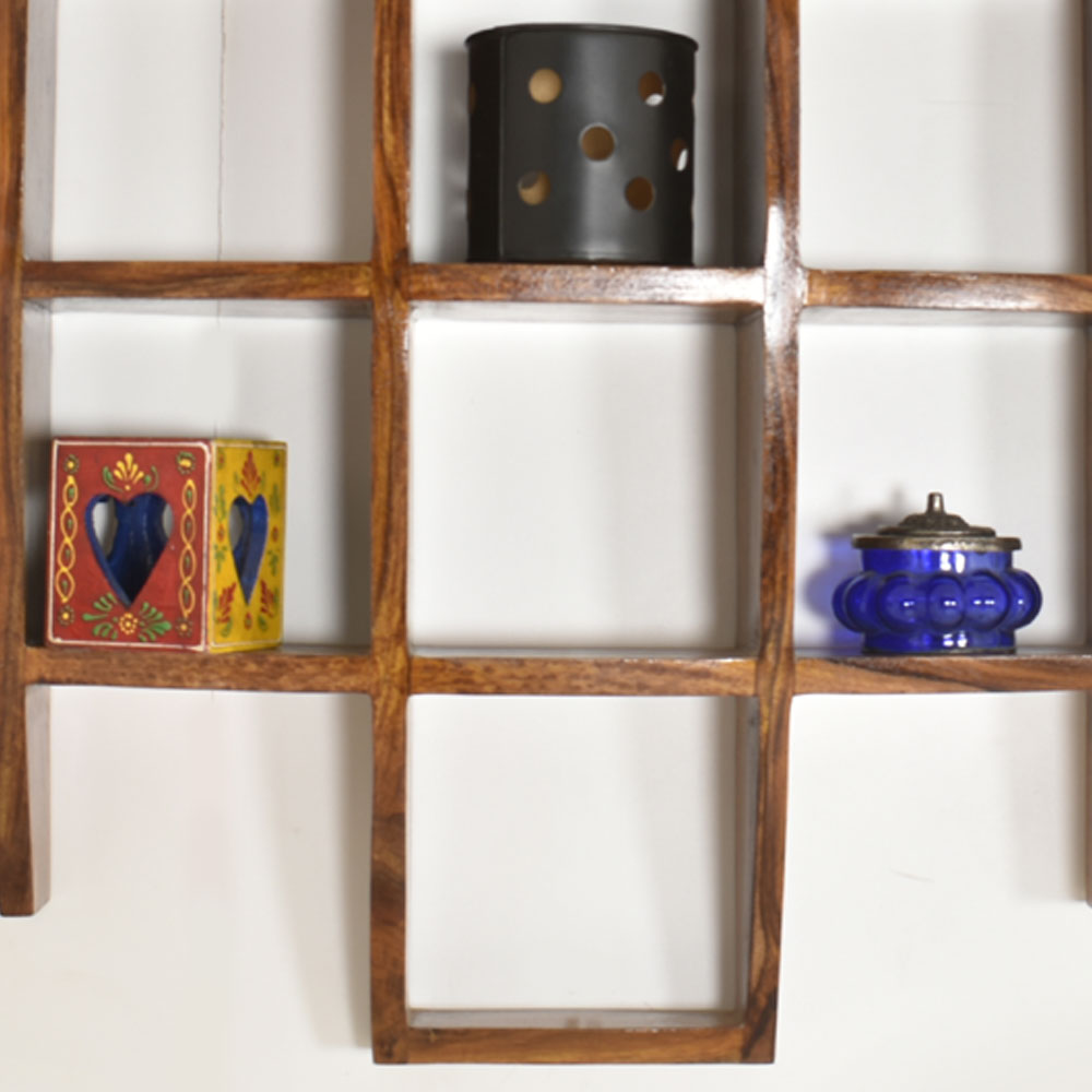 Ophelia Wood Intersecting Boxes Wall Shelves