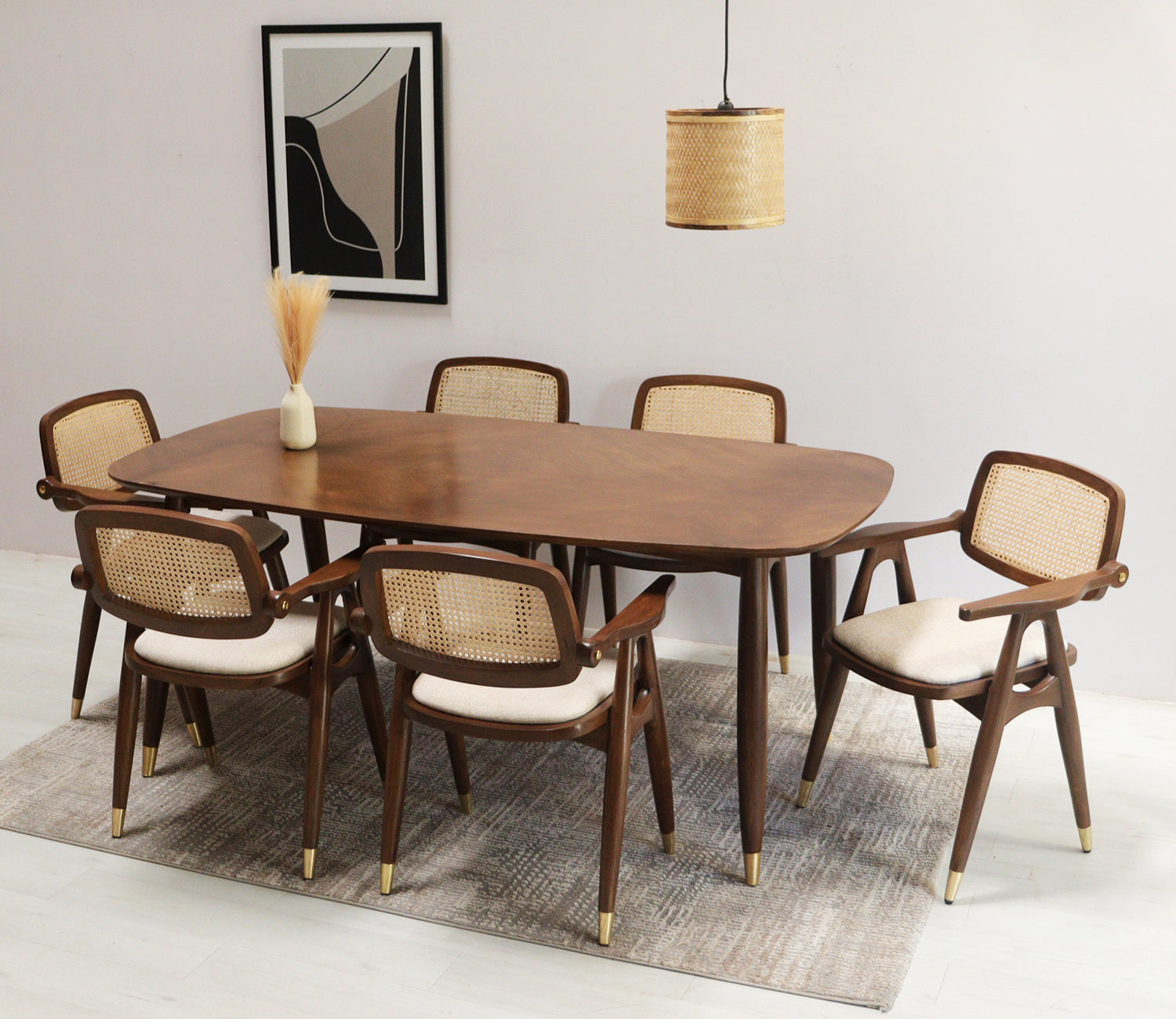 Chinchilla Teak Wood 6 seater Dining Table Set