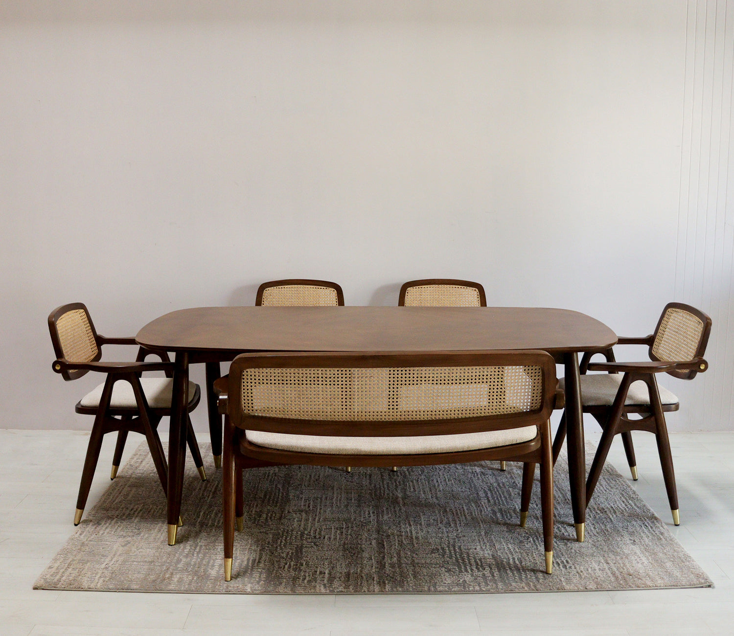 Chinchilla Teak Wood 6 seater Dining Table Set