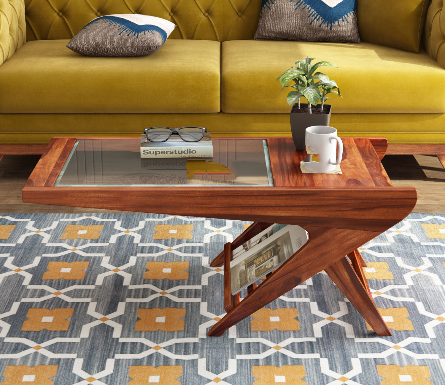 Natalia Glass Top Coffee Table