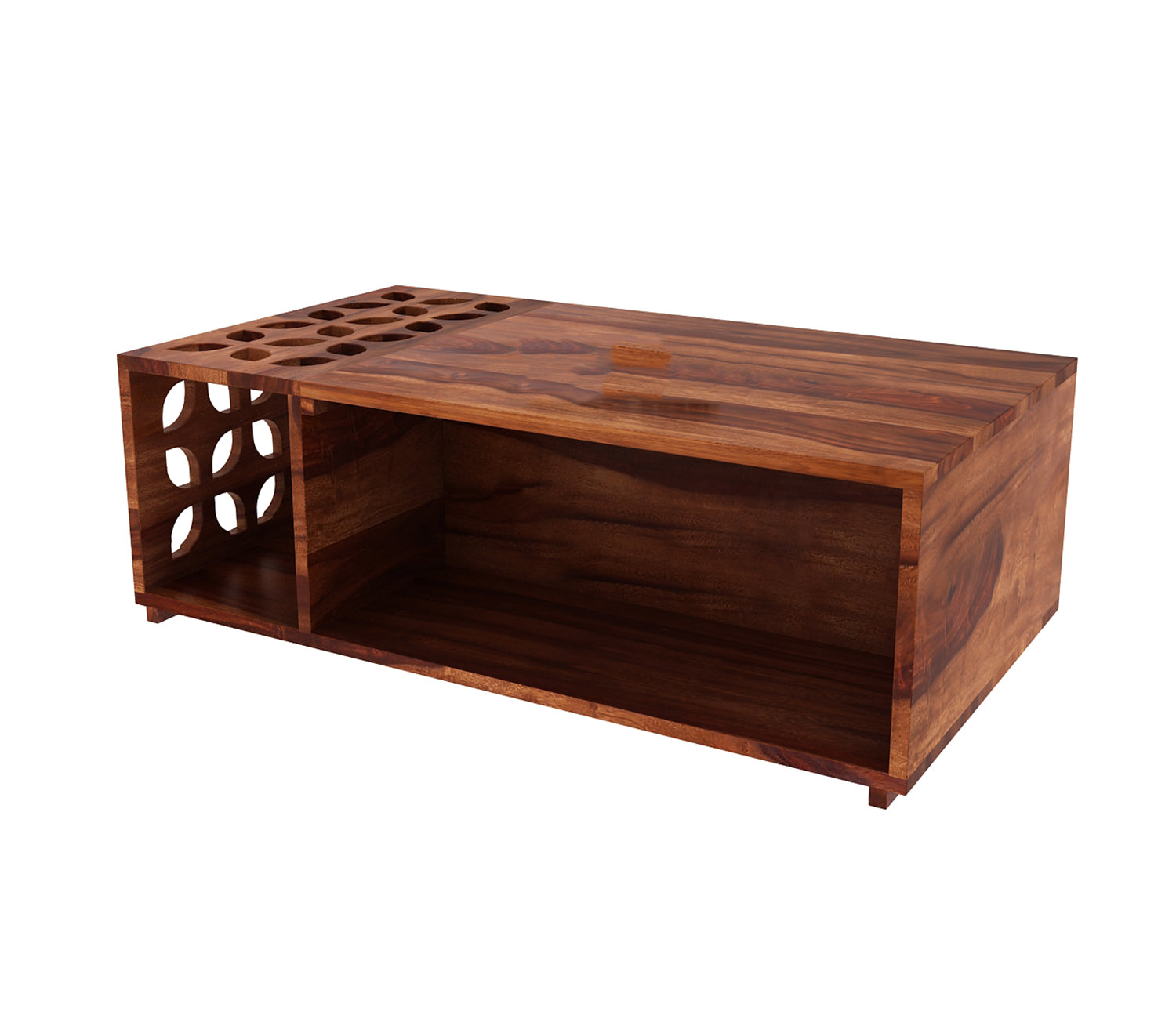 Jade Sheesham Wood Coffee Table with Open Storage