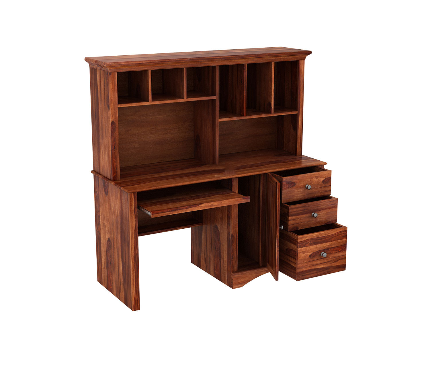 Isla Study Table with Storage Cabinet and Shelves