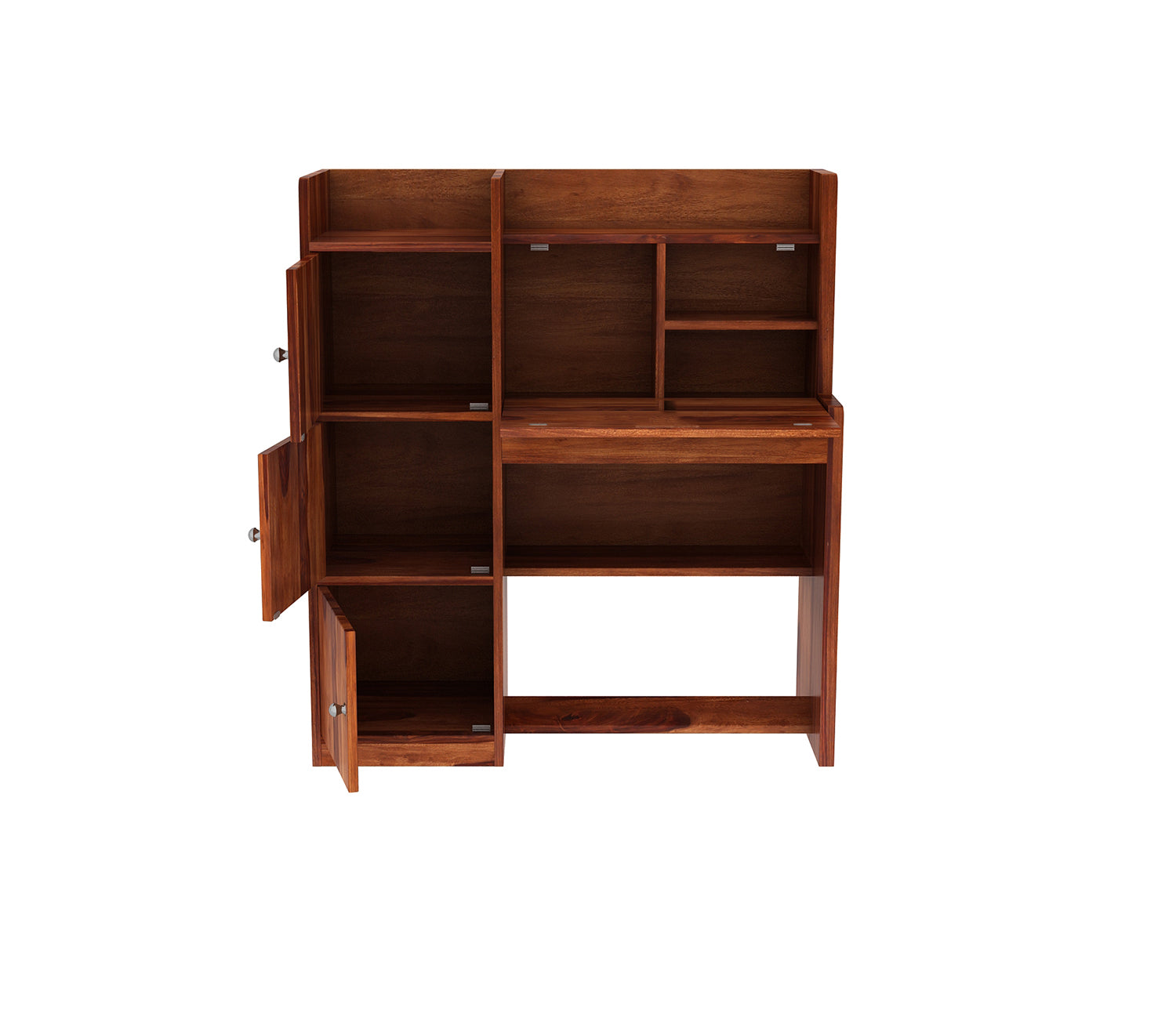 Avery Sheesham Wood Study Table with Three Cabinets & Open Shelves