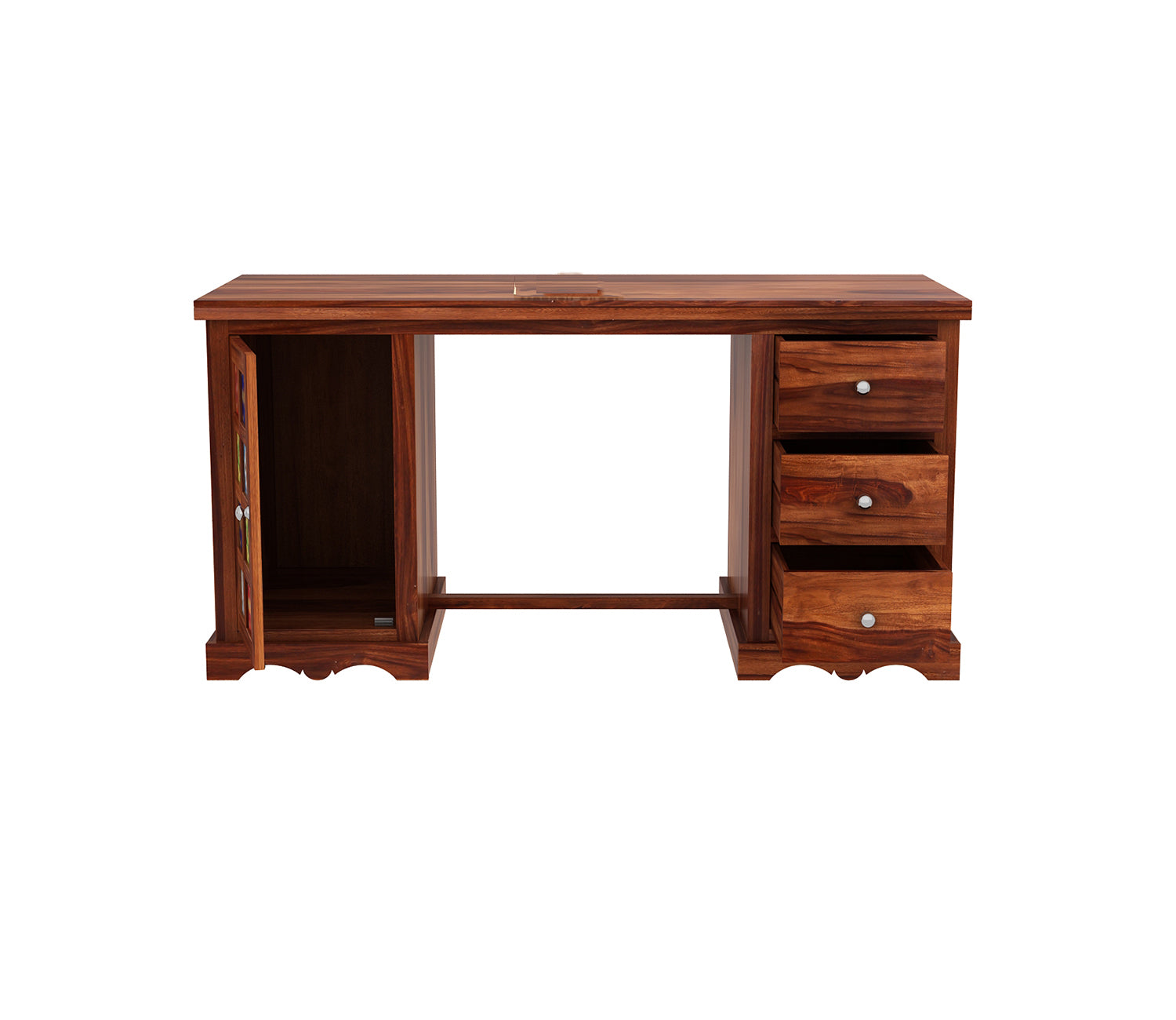 Scarlett Sheesham Wood Study Table with Three Drawers and Cabinet