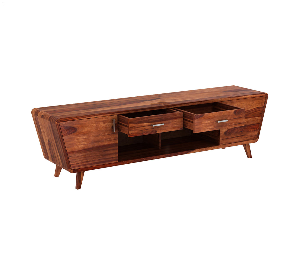 Ariel Sheesham Wood Tv Unit with Cupboards Drawers and Shelve Storage