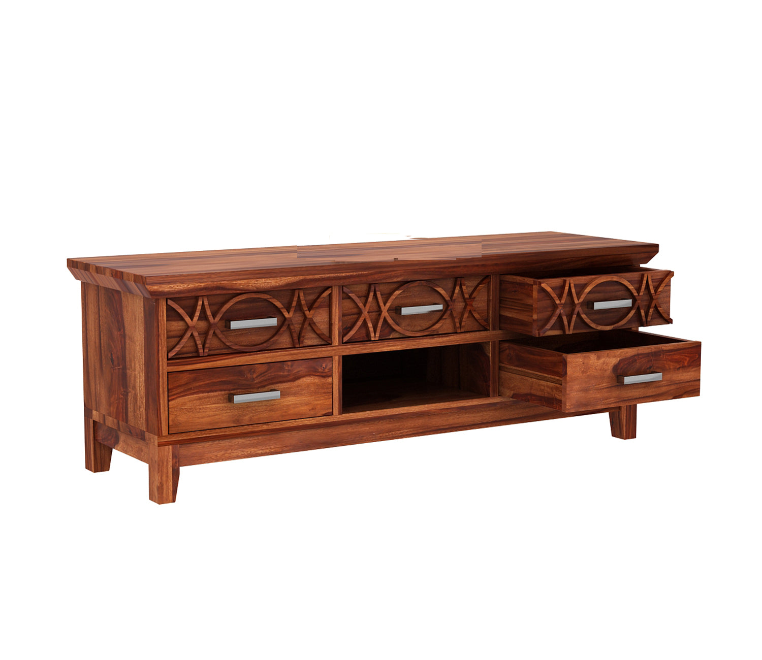 Valentino Sheesham Wood Tv Unit with Five Pull Out Drawers