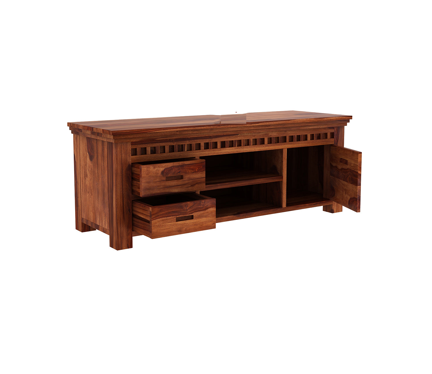 Kaison Sheesham Wood Tv Unit with Open & Close Storage