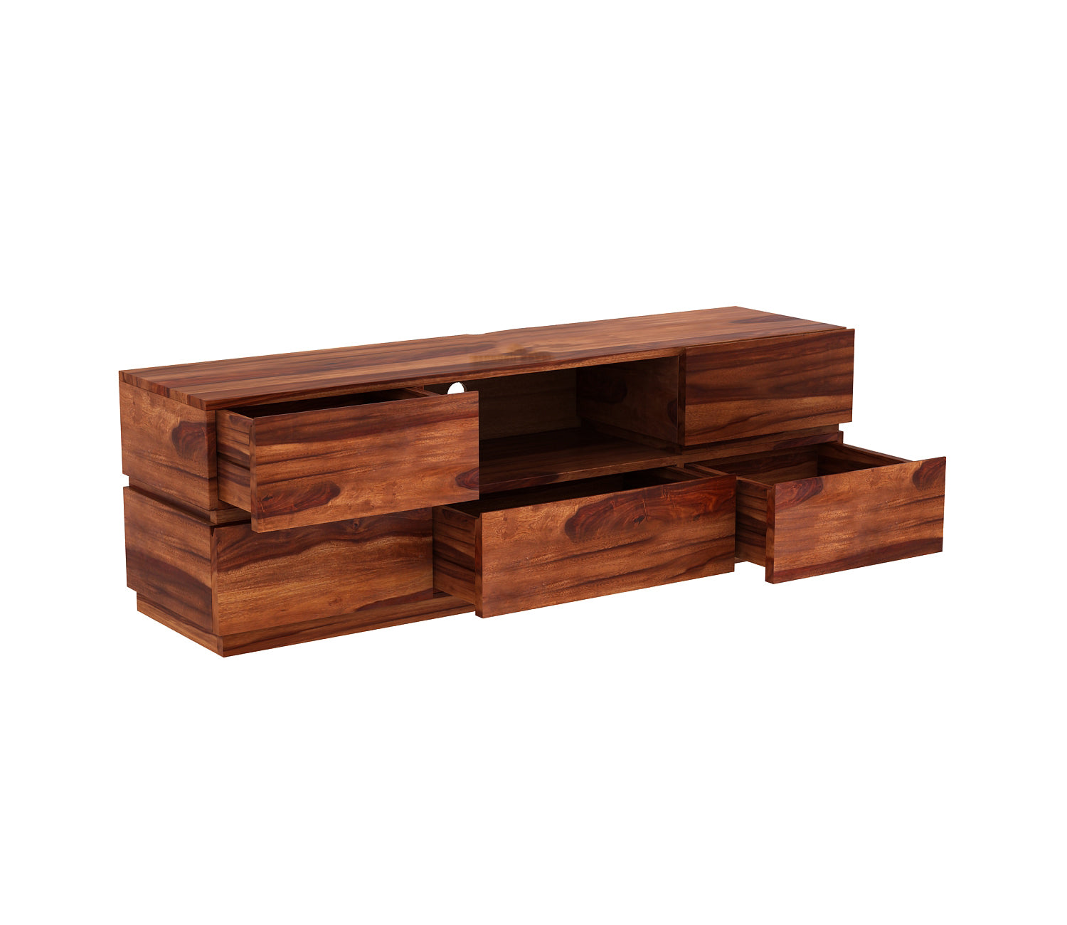 Lucca Sheesham Wood Tv Unit with Five Pull Out Drawers