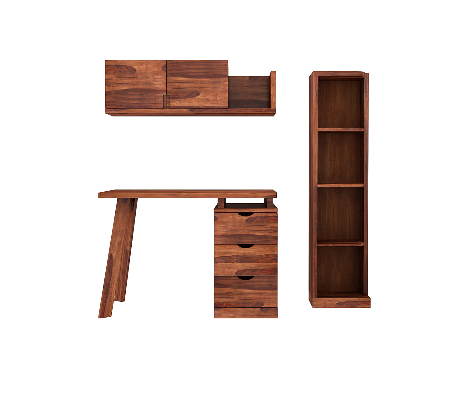 Harper Study Table With Three Drawers & Bookshelf