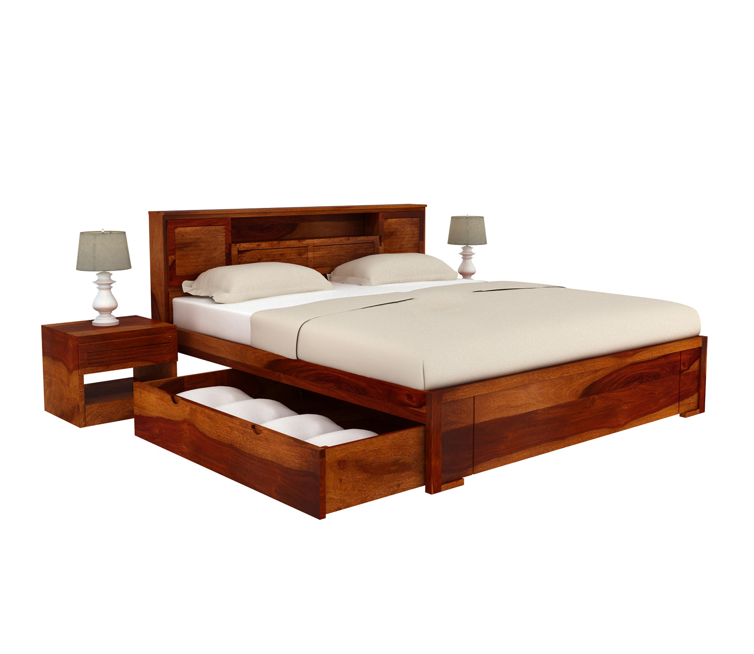 Atreus Sheesham Wood Bed With Storage Drawers