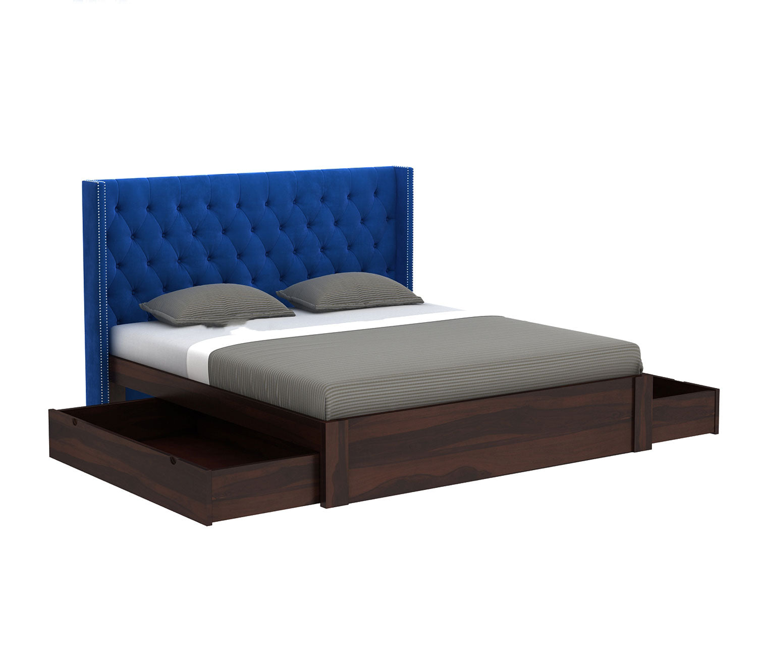 Forrest Sheesham Wood Upholstered Bed With Storage