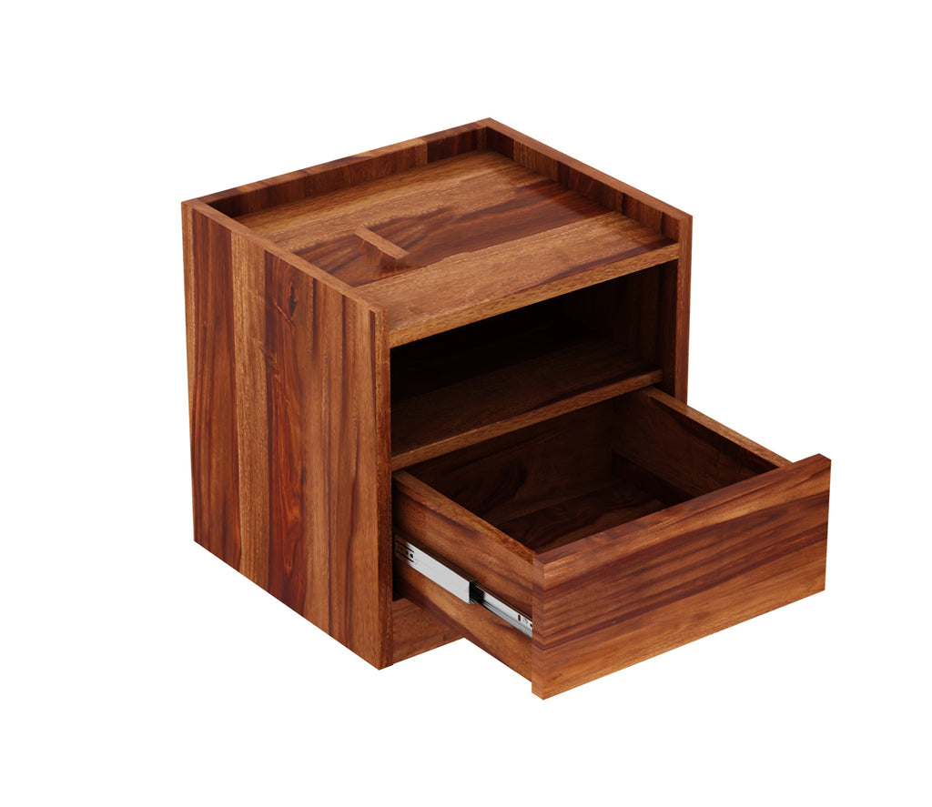 Sergio Sheesham Wood Bedside Table With Storage