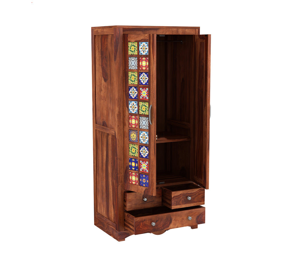 Jaziel 2 Door Multi Utility Wardrobe with Mirror
