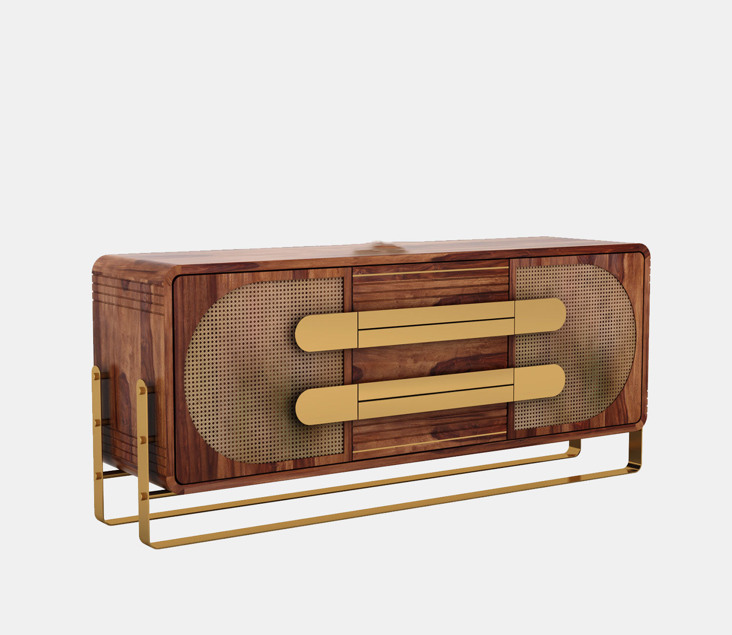 Crew Sheesham wood Designer Cabinet and Sideboard with Cane