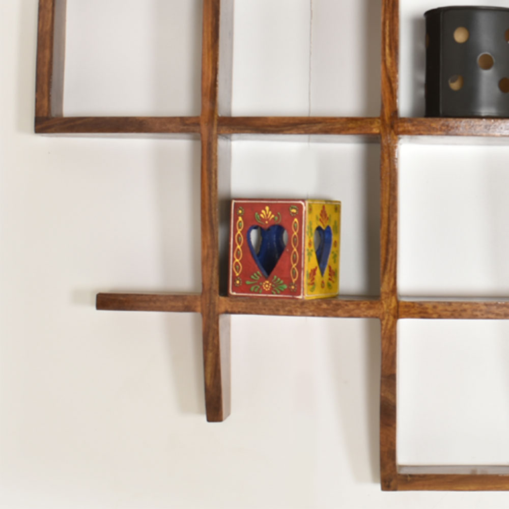 Ophelia Wood Intersecting Boxes Wall Shelves