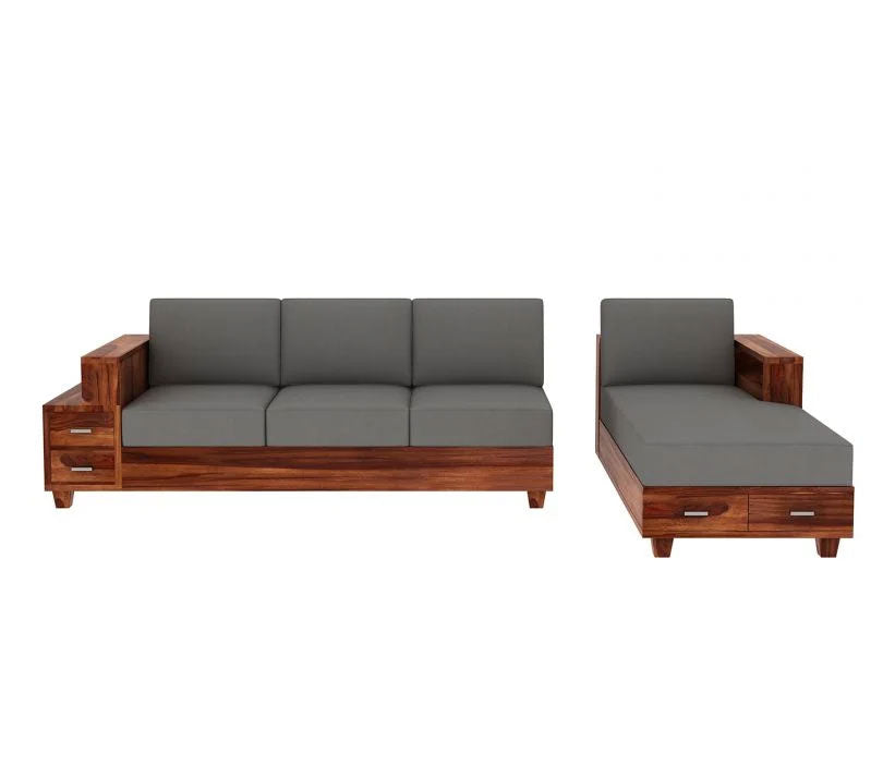 Corey L-Shaped 4 Seater Wooden Sofa