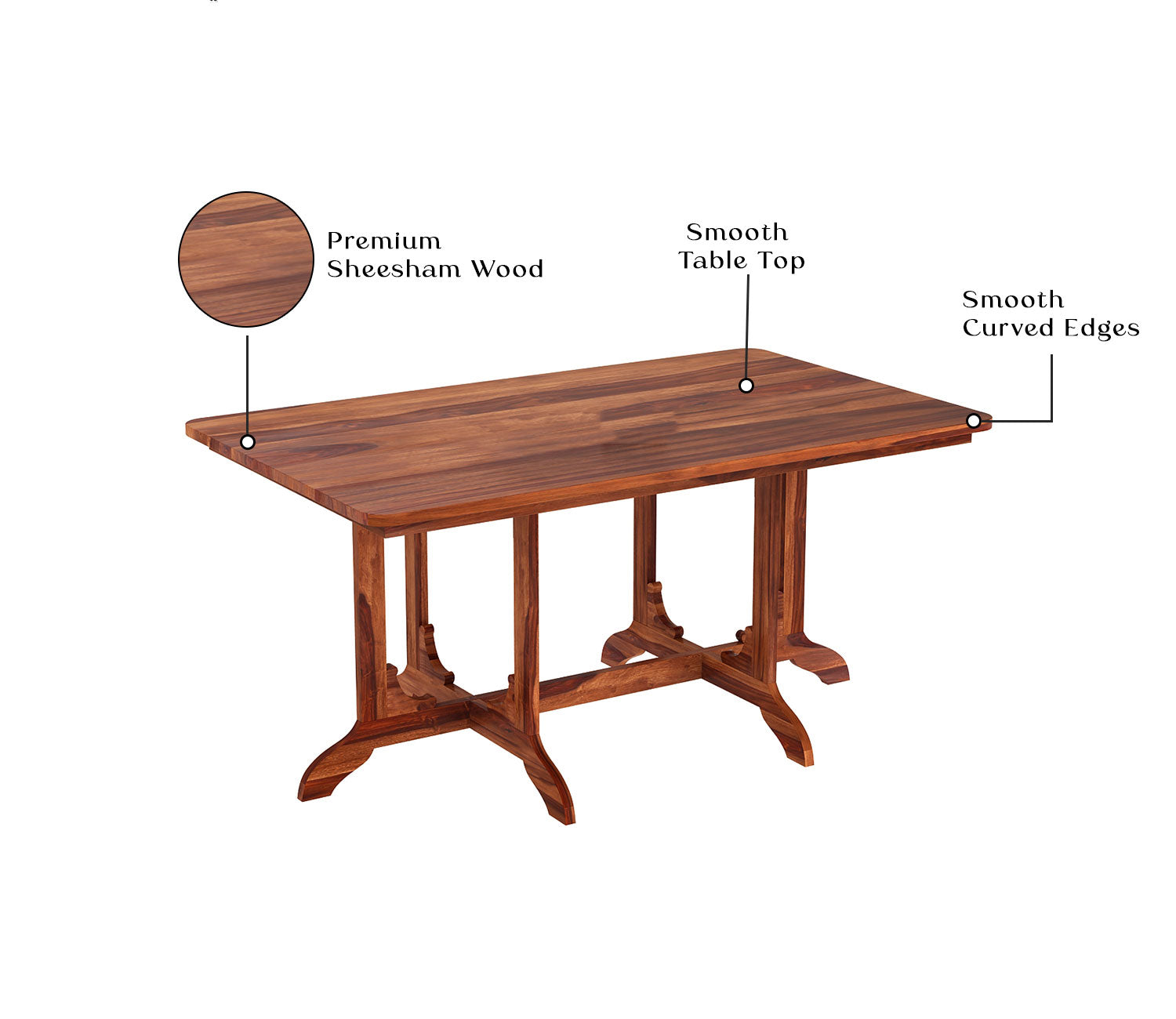 Dove 6 Seater Sheesham Wood Dining Set