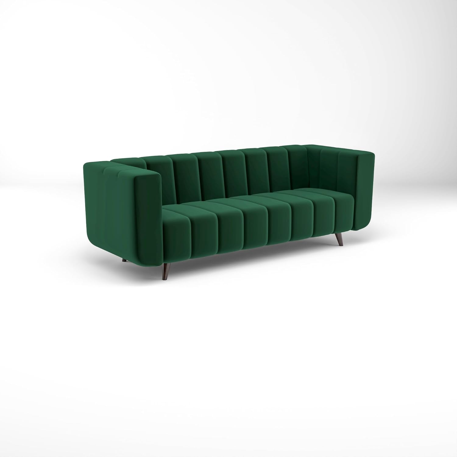 Mid-Century Modern 3 Seater Velvet Fabric Upholstered Tufted Sofa for Living Room, Home & Office Furniture
