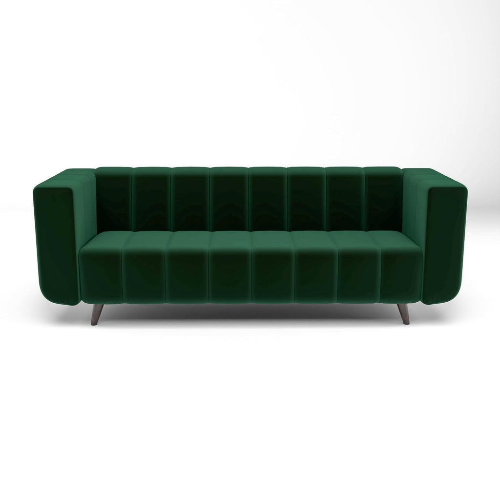Mid-Century Modern 3 Seater Velvet Fabric Upholstered Tufted Sofa for Living Room, Home & Office Furniture