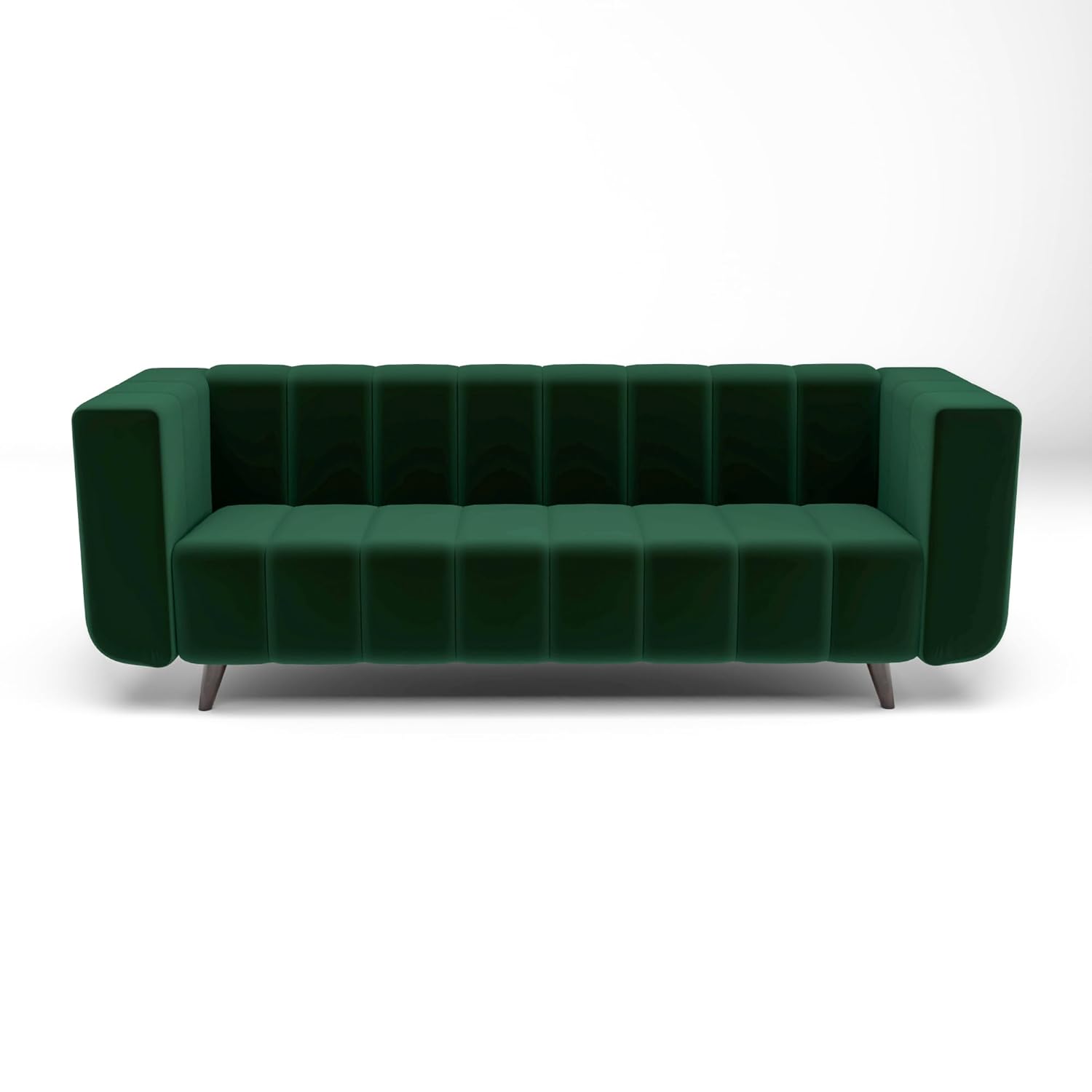 Mid-Century Modern 3 Seater Velvet Fabric Upholstered Tufted Sofa for Living Room, Home & Office Furniture