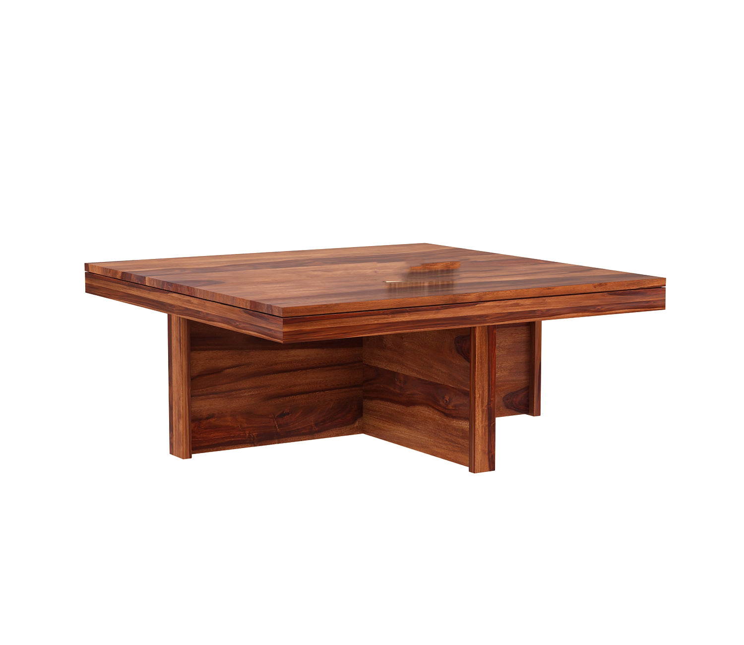 Kinsley Sheesham Wood Coffee Table with Four Cushioned Stools