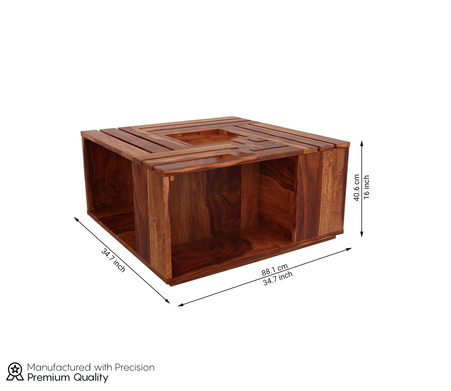 Aubrey Sheesham Wood Coffee Table with Center Storage