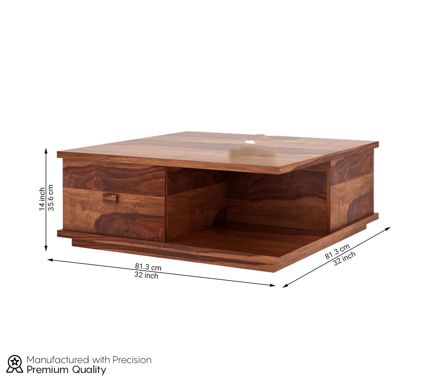 Ariana Sheesham Wood Coffee Table with Drawers & Open Storage