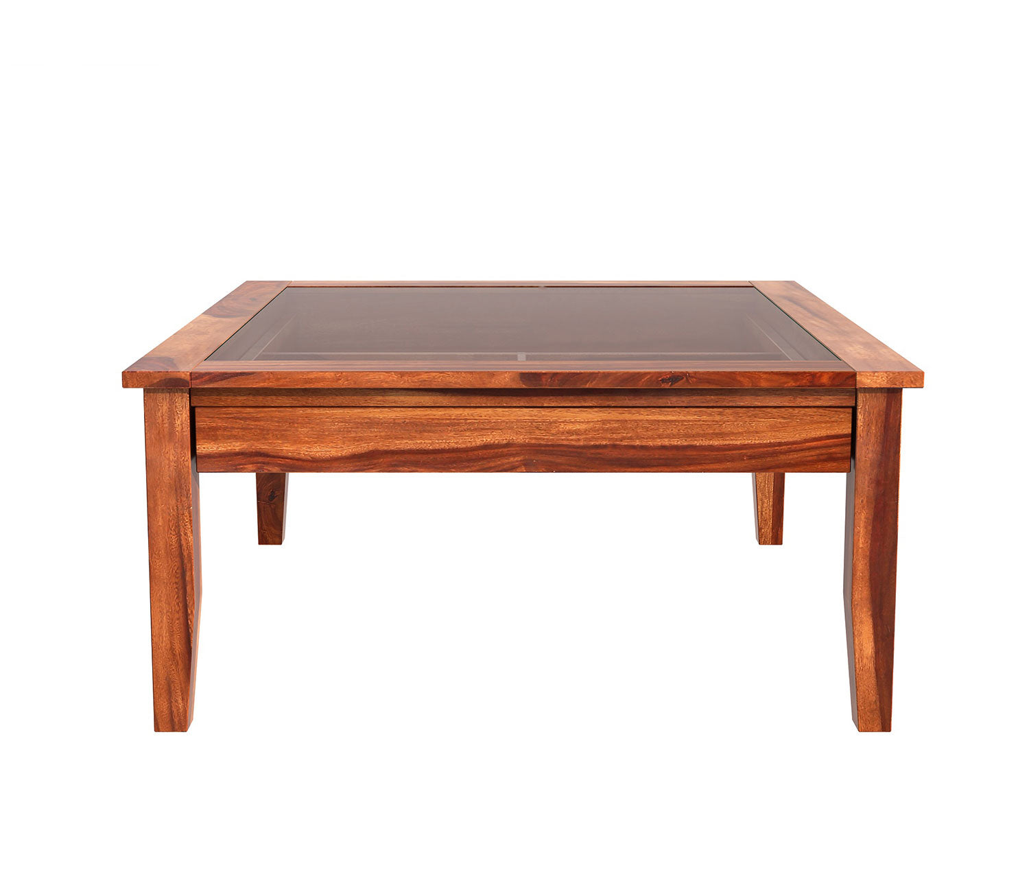 Liliana Sheesham Wood Glass Top Coffee Table with Storage