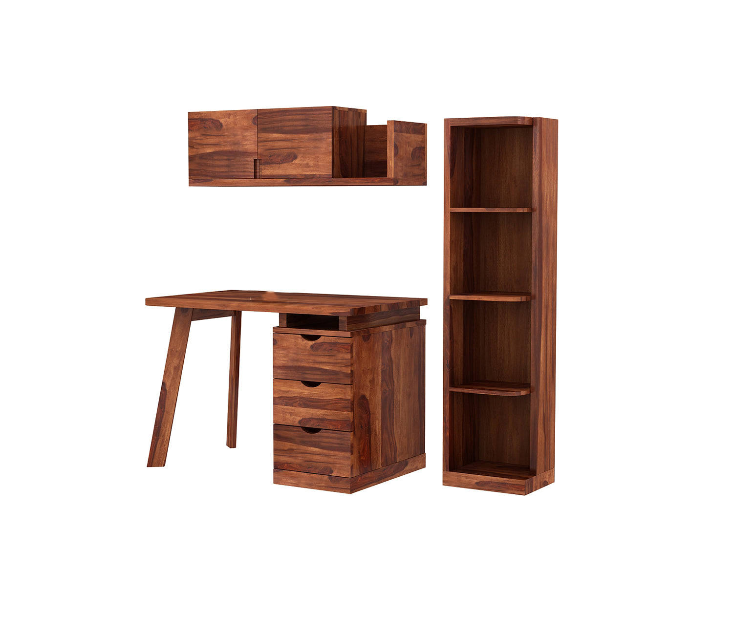 Harper Study Table With Three Drawers & Bookshelf