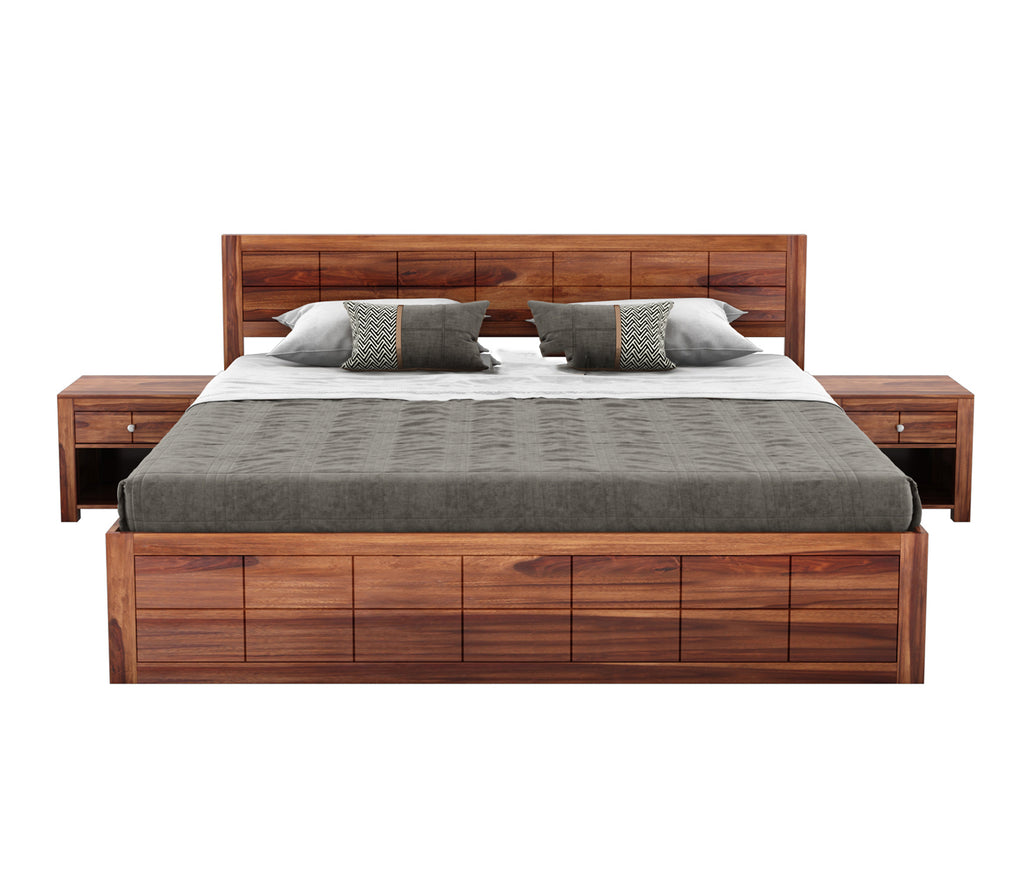 Tripp Sheesham Wood Bed With Box Storage