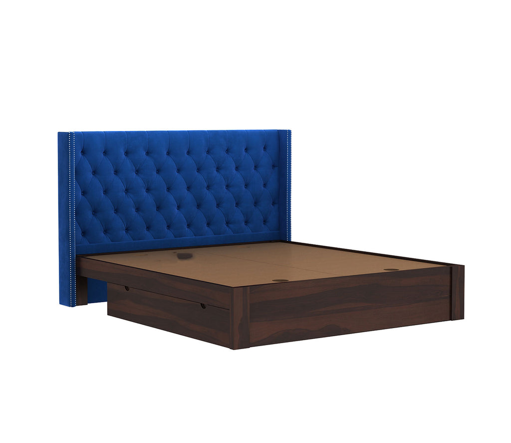 Forrest Sheesham Wood Upholstered Bed With Storage