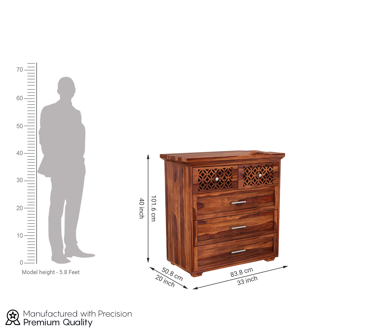 Fernando 5-Drawer Wooden Chest Of Drawers