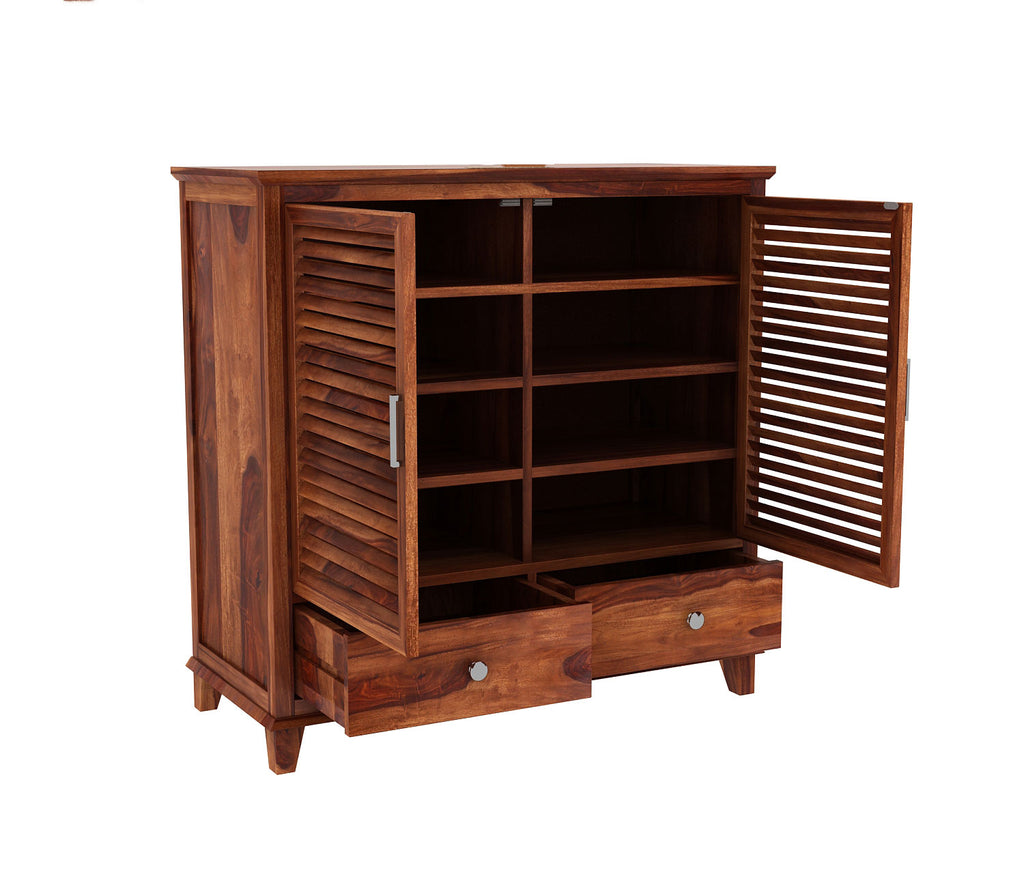 Kaleb Sheesham Wood Shoe Cabinet With Storage Drawers