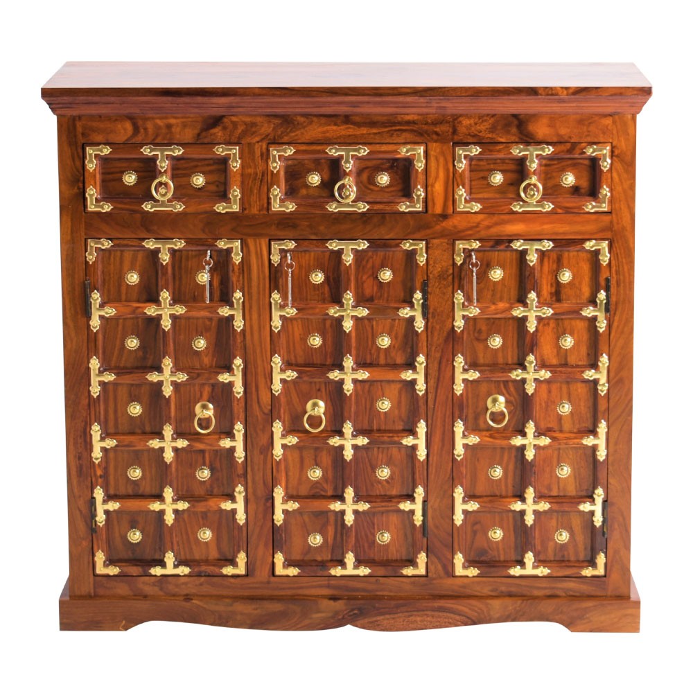 Freyja Sheesham Wood Brass Sideboard