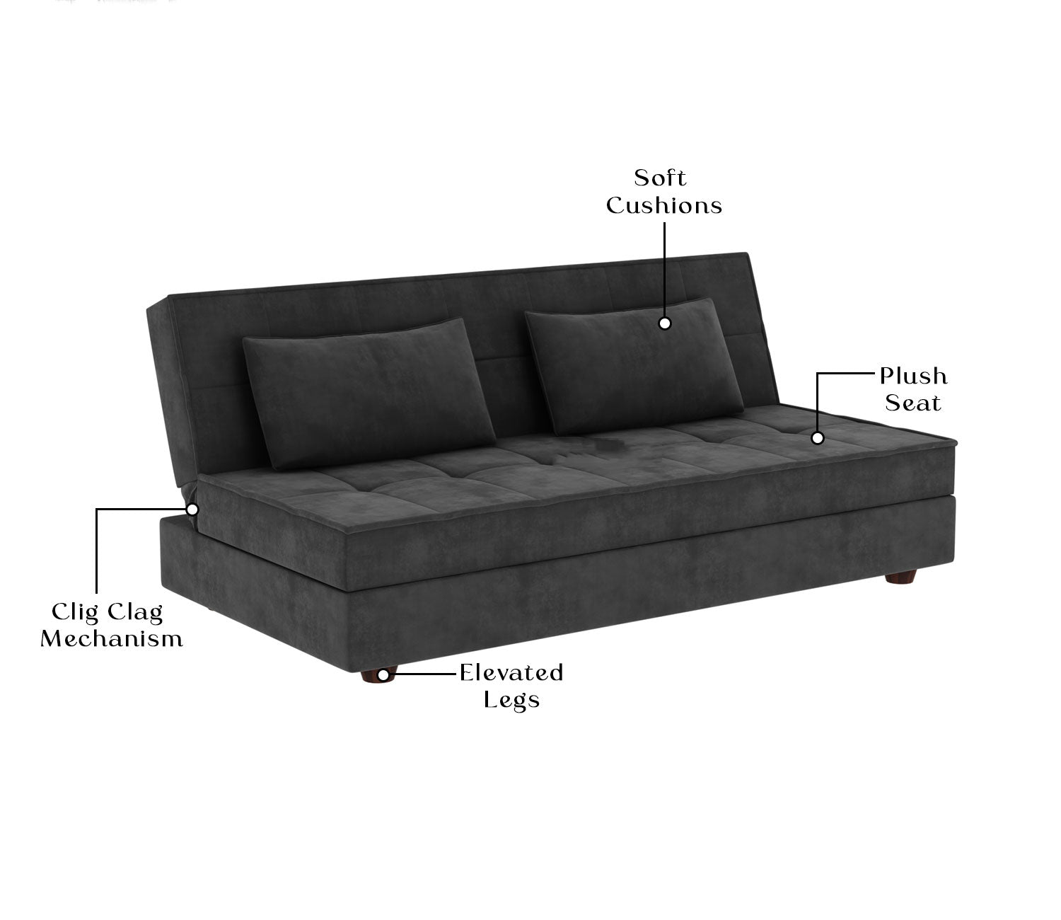 Byron Fabric 3 Seater Convertible Sofa Bed