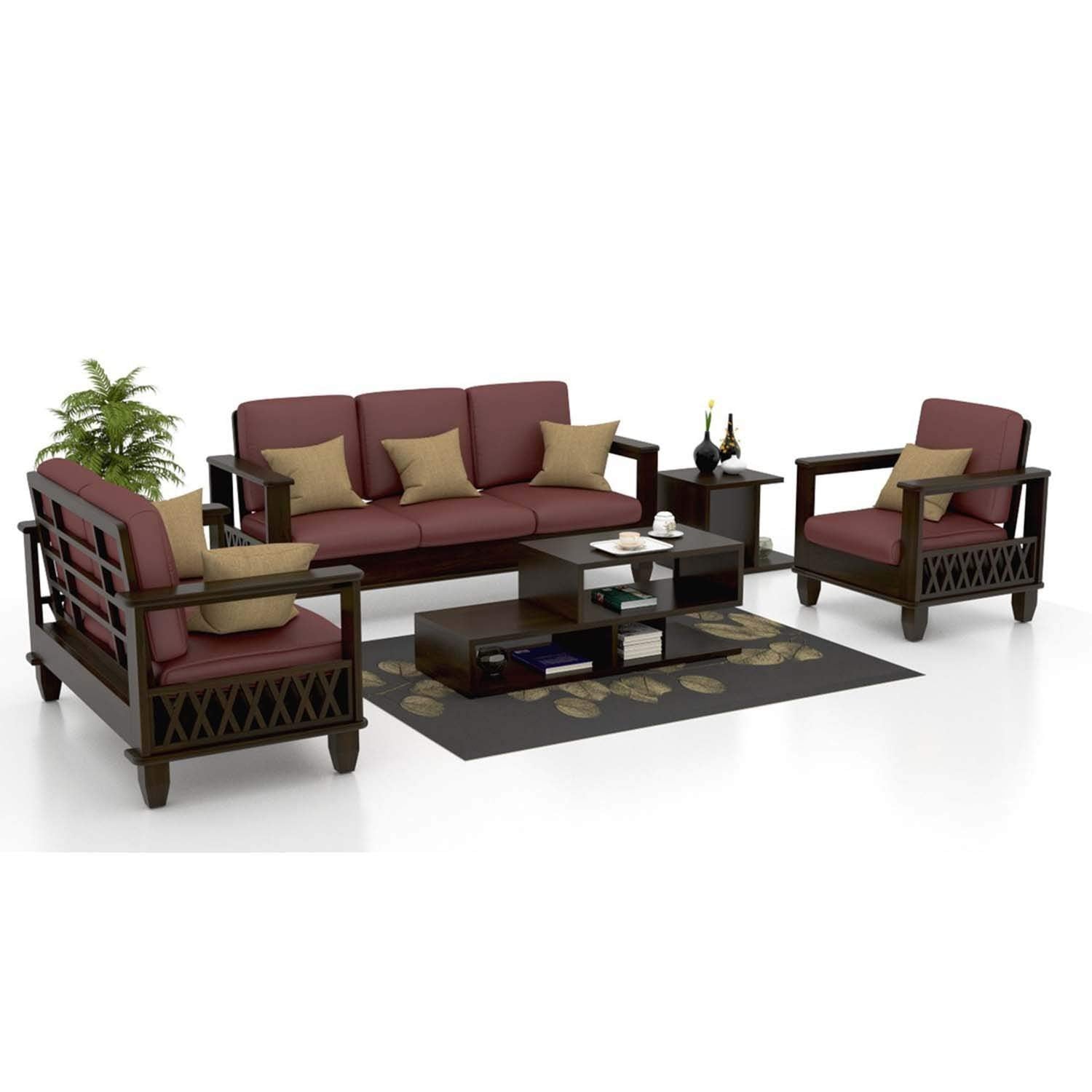 Boris Sheesham Wood Sofa Set for Living Room | 6 Seater Sofa