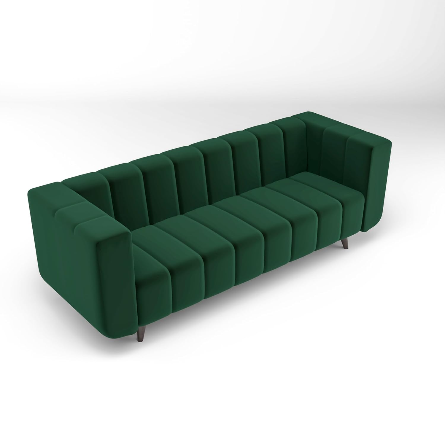 Mid-Century Modern 3 Seater Velvet Fabric Upholstered Tufted Sofa for Living Room, Home & Office Furniture